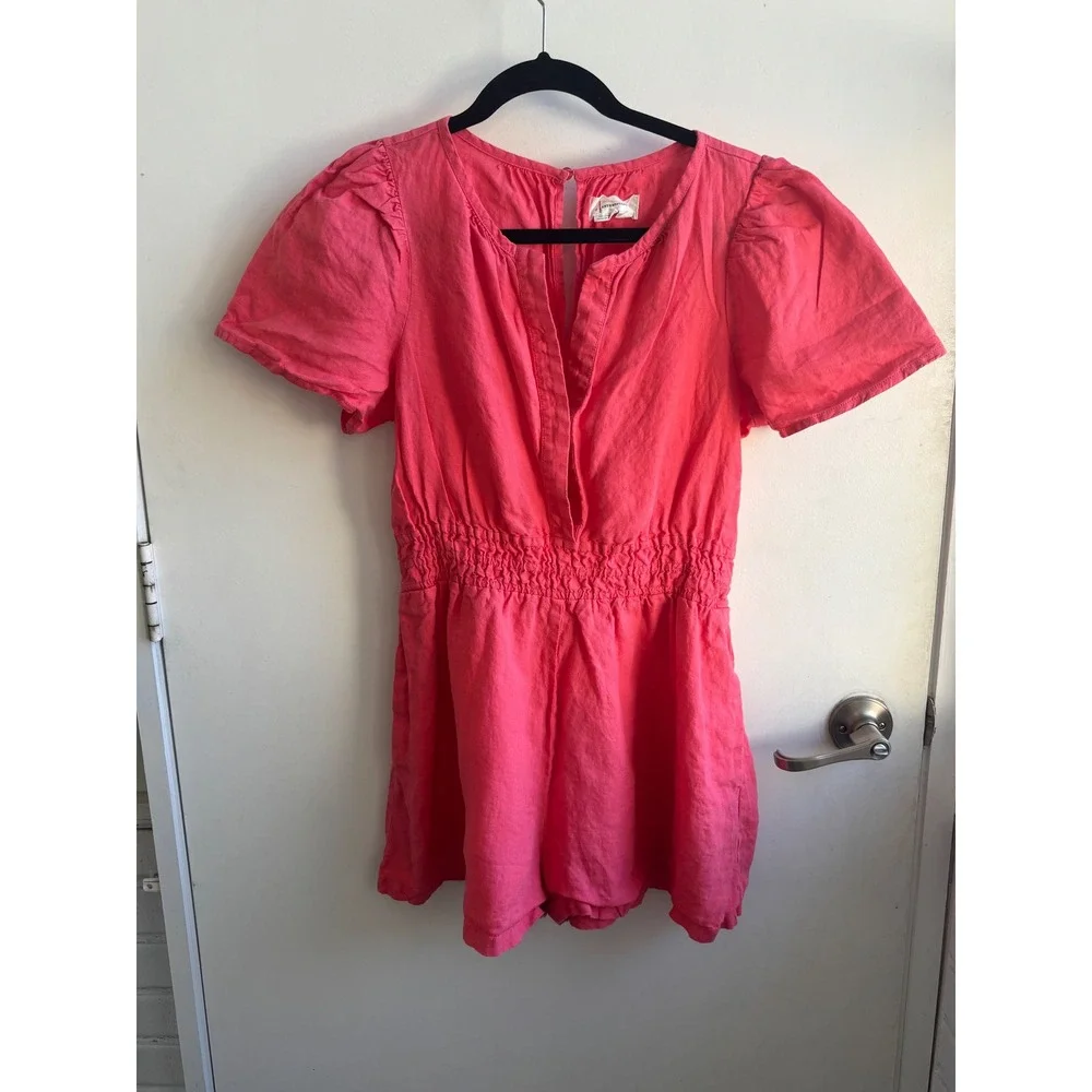 Anthropologie‎ The Somerset Romper Linen Edition small boho vacation festival